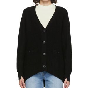 $495 Rag & Bone 100% Cashmere V Neck Cardigan Sweater Black XS